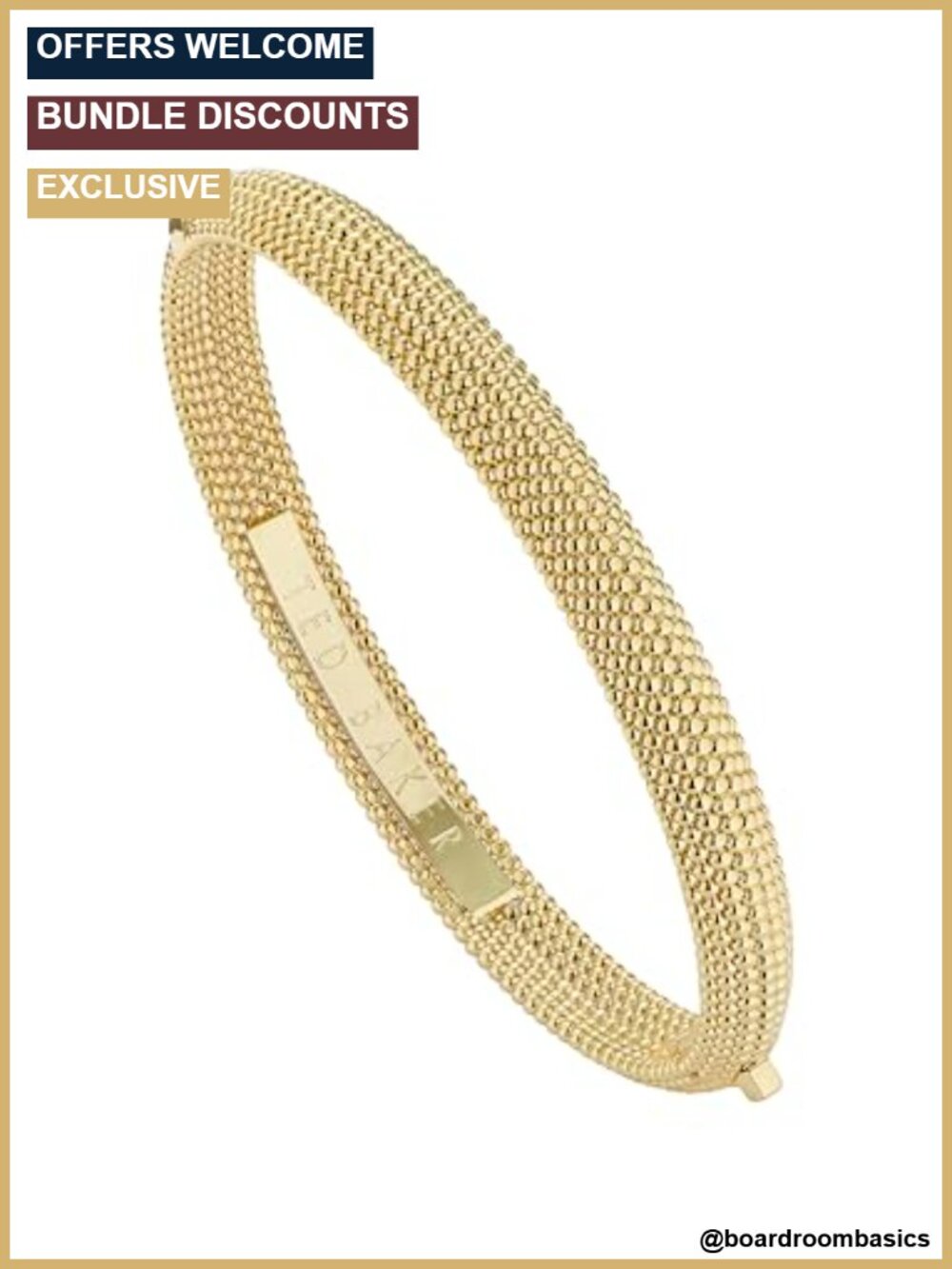 Gold Tone Plated Brass Textured Bangle Bracelet for Gift